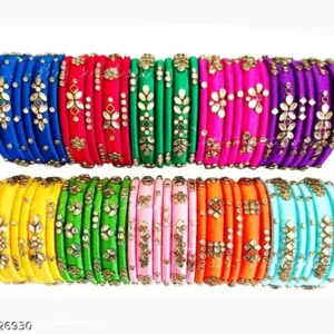 Silk thread bangle sets for return gifts - multicolour combo of 10 sets