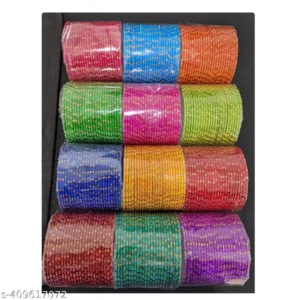 Glass Velvet Bangles 12 colours combo - 120 bangles