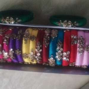 Kids Bangles - 10 pairs of colourful kundan bangles & 2 pairs of side bangles