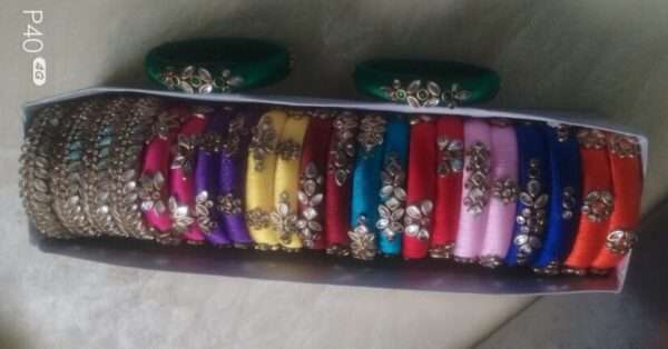 Kids Bangles - 10 pairs of colourful kundan bangles & 2 pairs of side bangles