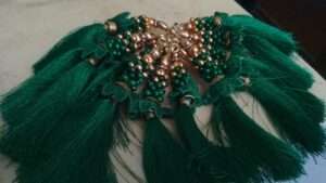 Dark green bead and lace tassels 1 dozen