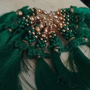 Dark green bead and lace tassels 1 dozen