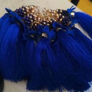 Dark blue bead and lace tassels 1 dozen