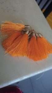 Orange silk thread tassels 1 dozen