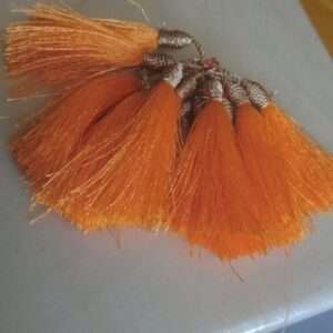 Orange silk thread tassels 1 dozen