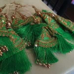 Parrot Green Latkans or tassels for blouse hangings or lehengas - 1 dozen