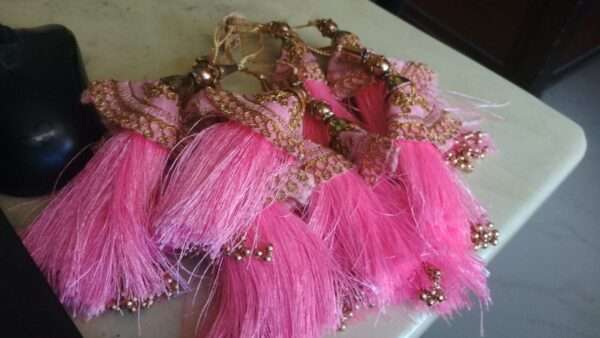 Light pink Latkans or tassels for blouse hangings or lehengas - 1 dozen