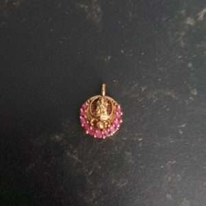 Small round Laxmi pendant with pink stones for invisible necklace making