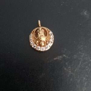 Small round Laxmi pendant with white stones for invisible necklace making