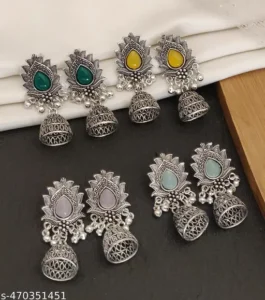 Silver Earrings combo of 4 pairs