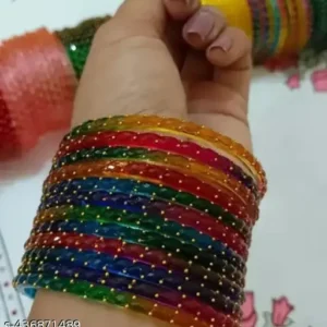 Multicolour glass bangles - dozen bangles