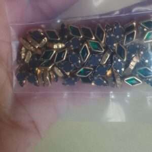 Framed Kundans diamond shape glossy dark green