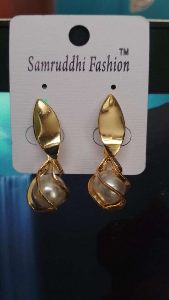 Gold stud pearl drop earrings