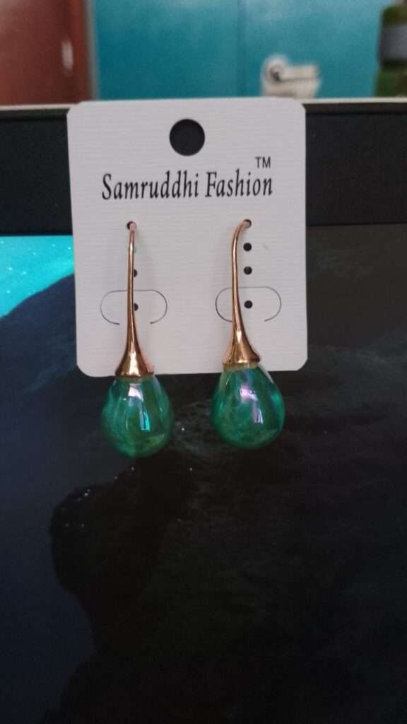 Green drop earrings