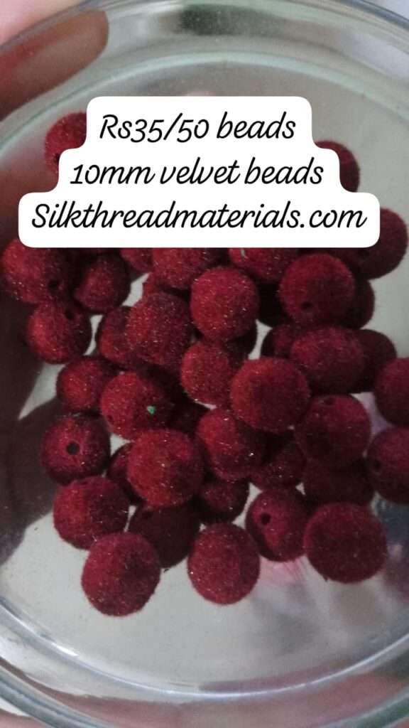 Velvet beads 10mm – 50 beads – maroon colour