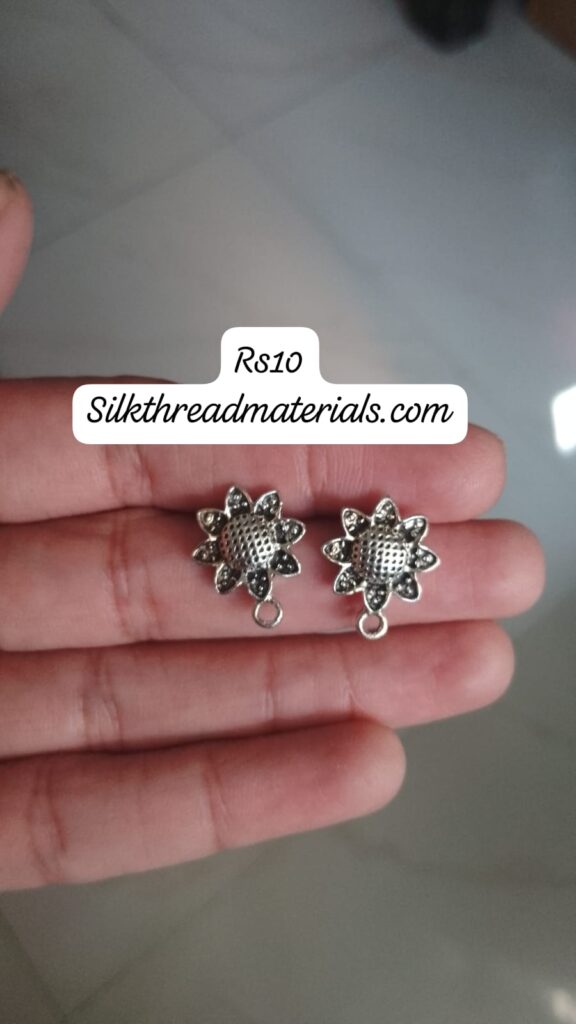 Antique silver sunflower studs