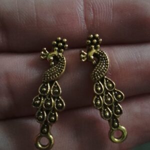 Antique gold long peacock studs