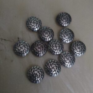 Antique silver flat round beads - pack of 11