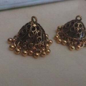 Antique gold jhumkas with ghungroo