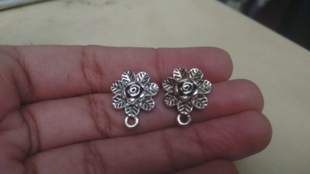 Antique silver flower studs