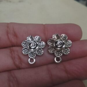 Antique silver flower studs