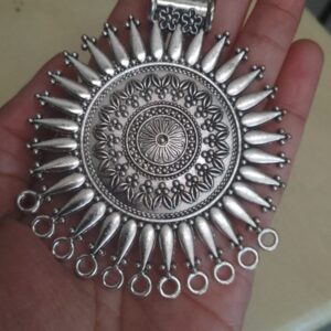 Antique silver pendant round big