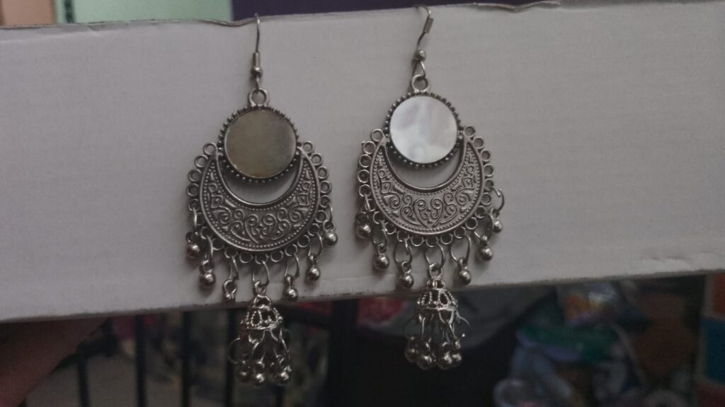 Chandbali earrings with jhumka and ghungroos
