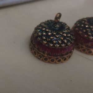 Meenakari antique jhumka bases - blue and pink