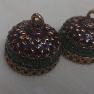 Meenakari antique jhumka bases - maroon and green