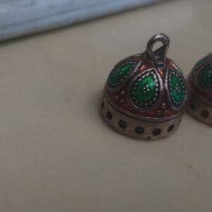 Meenakari silver jhumka bases green and red