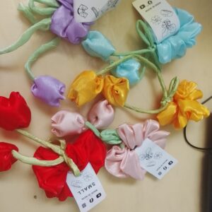 Tulip scrunchies combo - 5 scrunchies in 5 colours