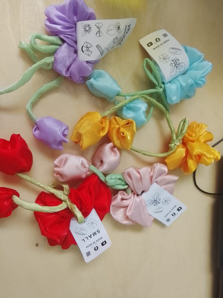 Tulip scrunchies combo - 5 scrunchies in 5 colours