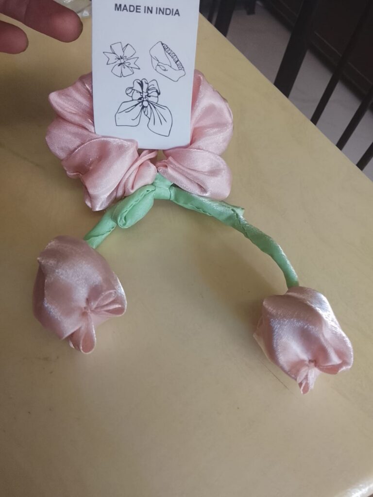 Baby pink tulip scrunchies