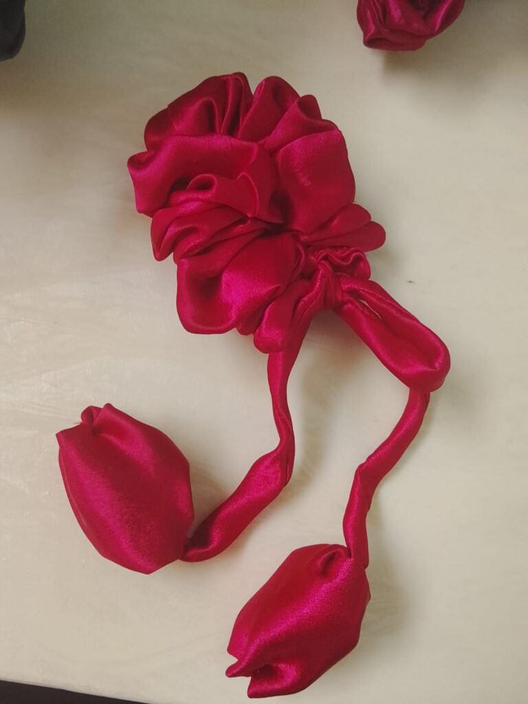 Maroon tulip scrunchie