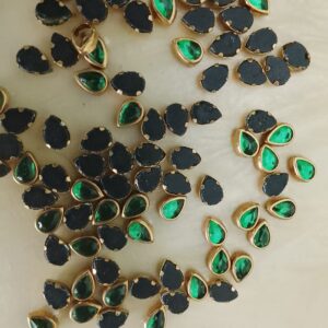 Dark green thilak shape glass kundans 6mm