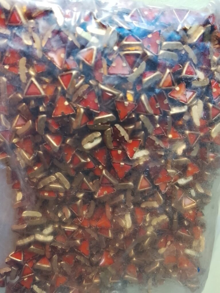 Triangle Kundans Matt orange- 10 grams