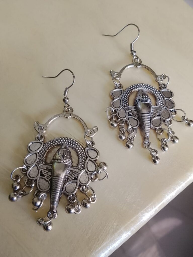 Silver Ganesha Earrings