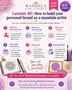 A beginner-friendly guide to building a personal brand as a mandala artist, including style, story, content, products, trust and audience growth. Representative image.