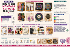 A beginner-friendly guide to selling mandala artwork from home, including handmade product ideas, clear photos, packaging, Instagram promotion and customer orders. Representative image.