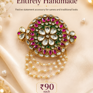 Kundan Pearl Chain Handmade Hair Clip