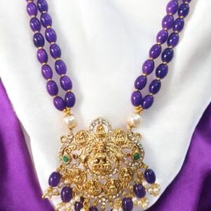 Purple Color Glass Beads with Astalaxmi Pendent