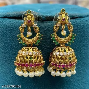 Matt Finish Jhumka with CZ stones
