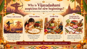 Why do people begin learning on Vijayadashami? Explore Vidyarambham, Ayudha Puja, books, tools and the deeper meaning behind new beginnings.